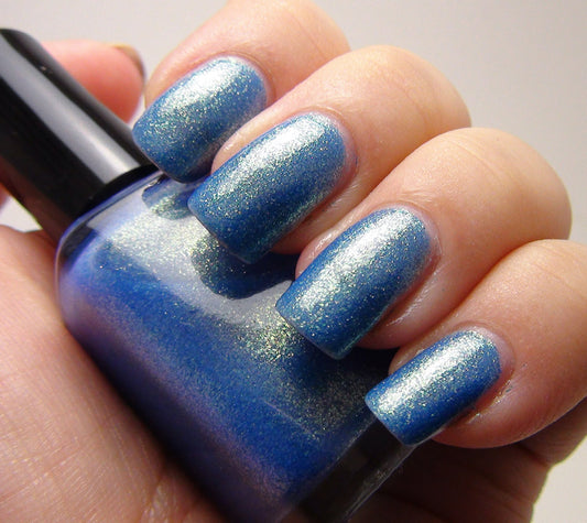 Great Scott! - blue w/ gold glass fleck shimmer - GLOWS blue