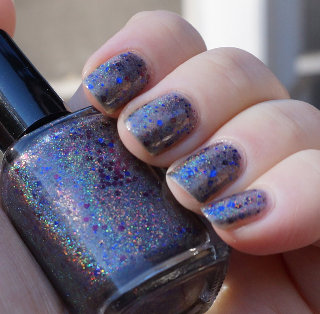 You Get Nothing!  - grey/black linear holographic & glitter