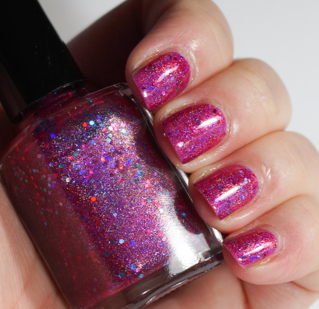 Hot Ice Creams for Cold Days  - fuchsia/pink linear holographic & glitter